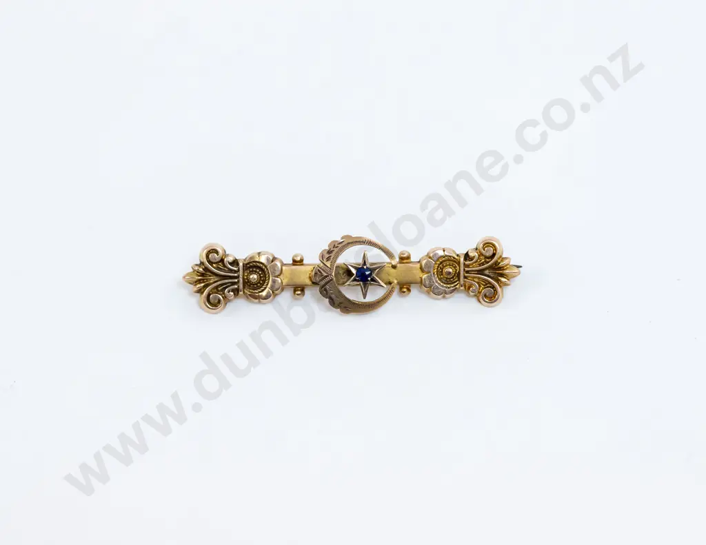 9ct Edwardian Crescent Bar Brooch Image 1++