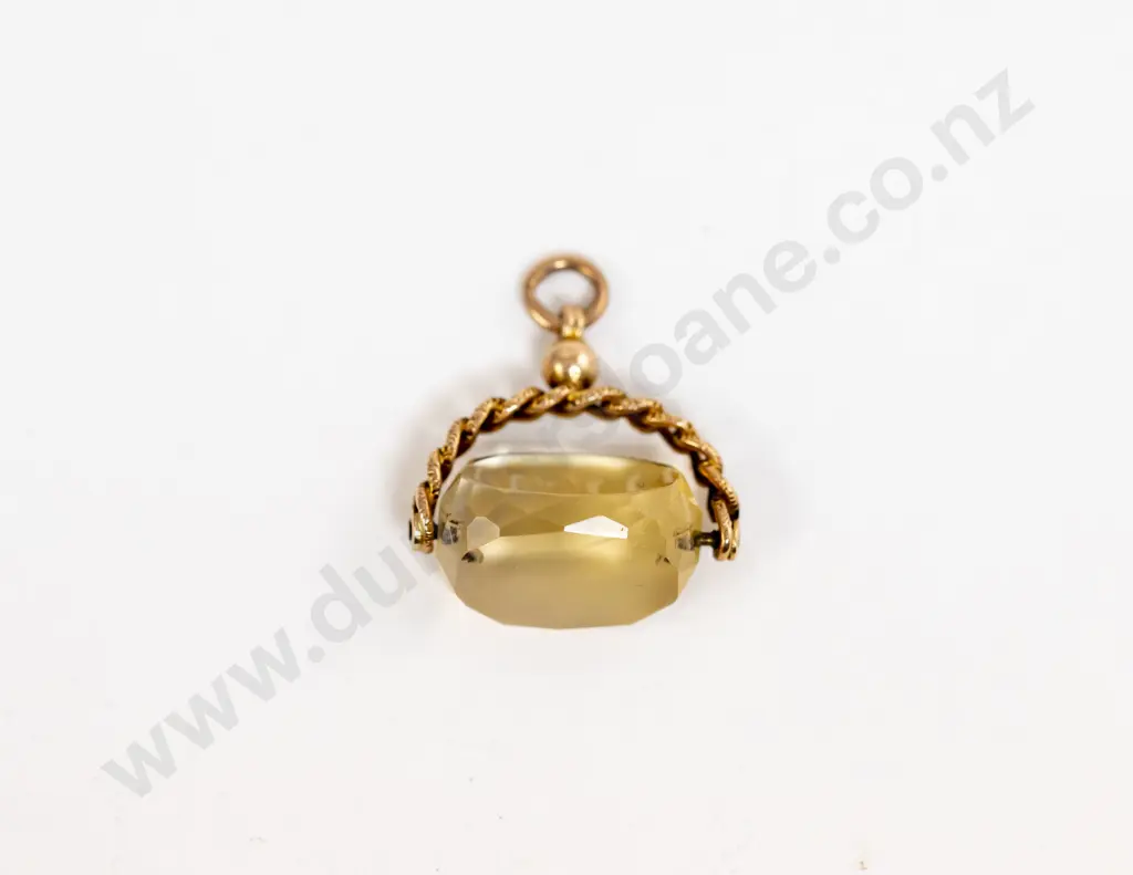 9ct Mounted Citrine Swivel Fob Image 1++