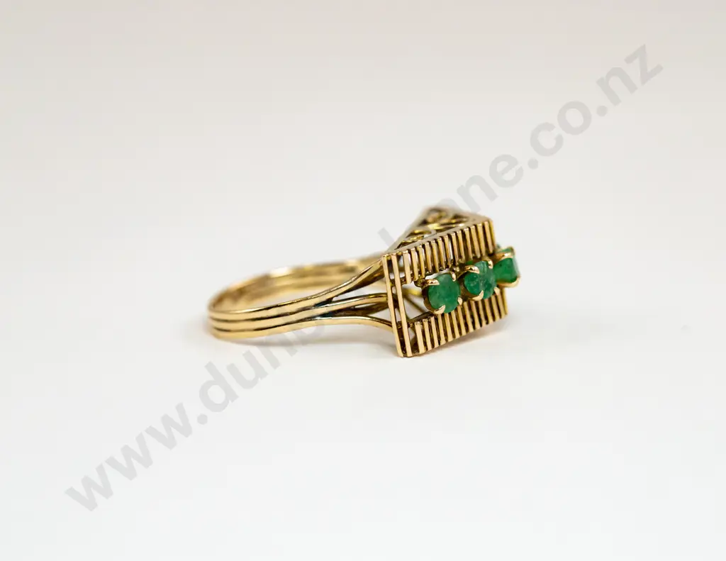9ct Modern Design Five Stone Emerald Dress Ring Image 1++