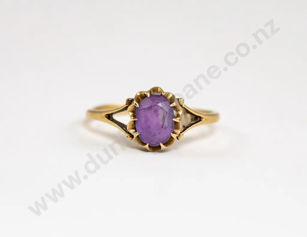 9ct Single Stone Amethyst Dress Ring Image 1++
