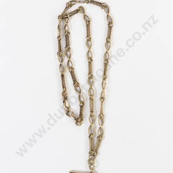 9ct Gold Curb Link Fob Neck Chain