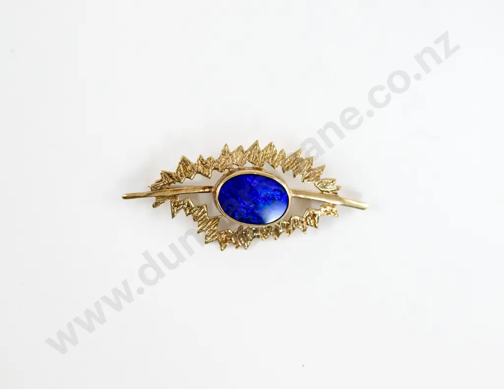 9ct Single Black Opal Bar Brooch Image 1++