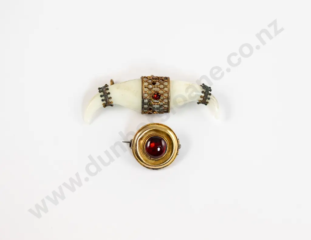 Victorian Single Cabochon Brooch and Costume Tiger Claw Image 1++