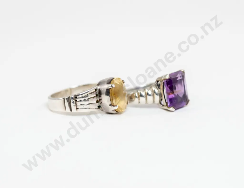 S/S Single Stone Amethyst Dress Ring and Citrine Ring Image 1++