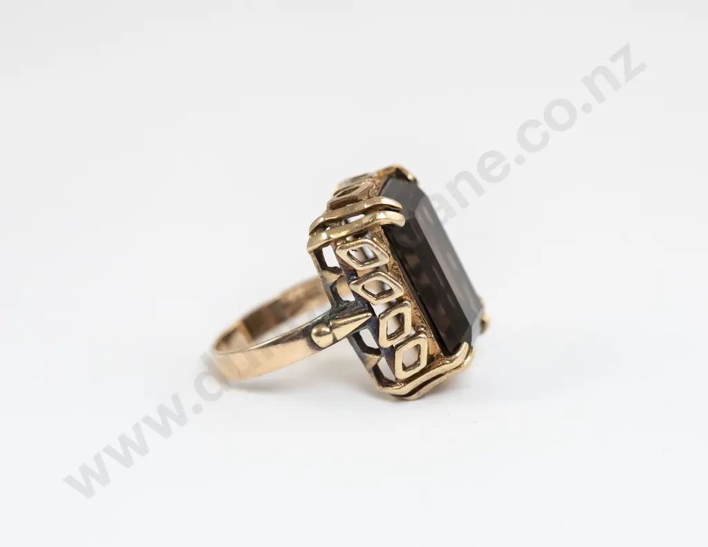 Siffari 9ct Single Smokey Quartz Dress Ring Image 1++