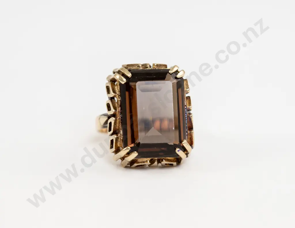 Siffari 9ct Single Smokey Quartz Dress Ring Image 1++