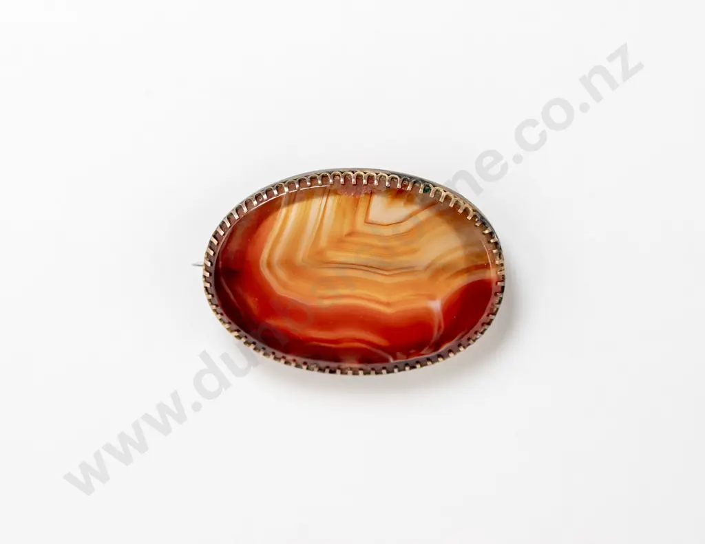 Victorian 9ct Framed Carnelian Panel Brooch Image 1++