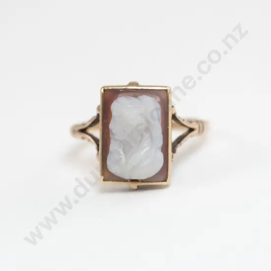 9ct High Relief Classical Portrait Cameo Hardstone Ring