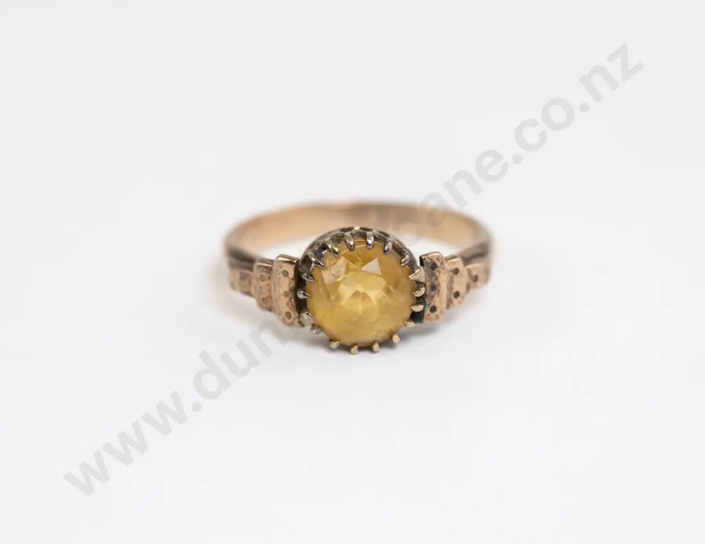Vintage 9ct Single Citrine Ring Image 1++