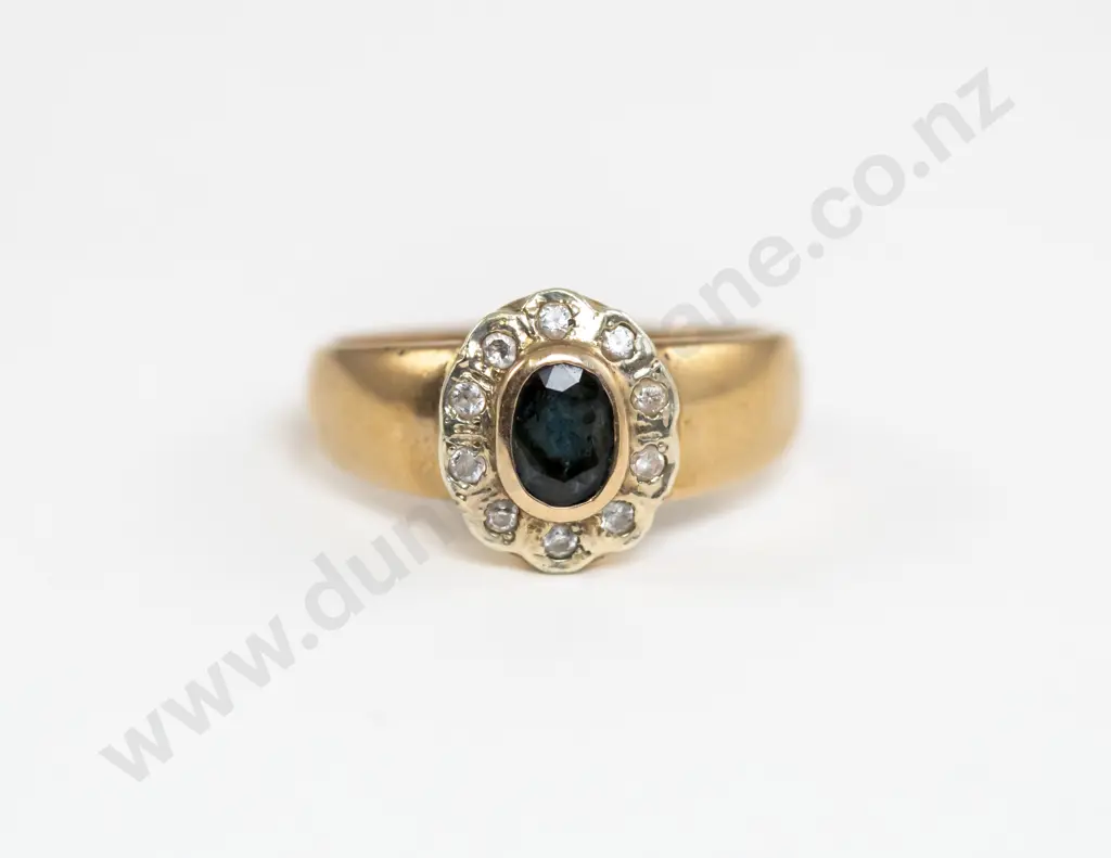 9ct Eleven Stone Sapphire and Diamond Floret Cluster Ring Image 1++