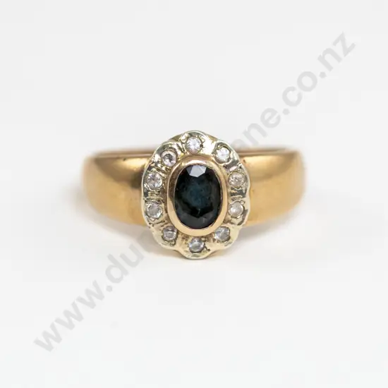 9ct Eleven Stone Sapphire and Diamond Floret Cluster Ring