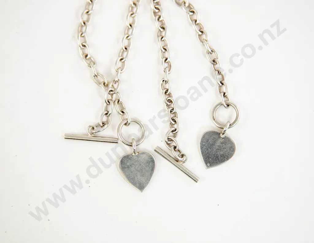 S/S Trace Link Heart Pendant Neck Chain and Matching Bracelet Image 1++