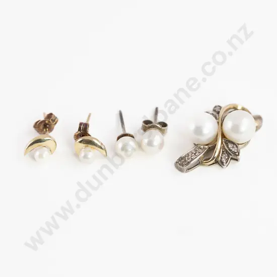 9ct and S/S Pearl and Diamond Pendant