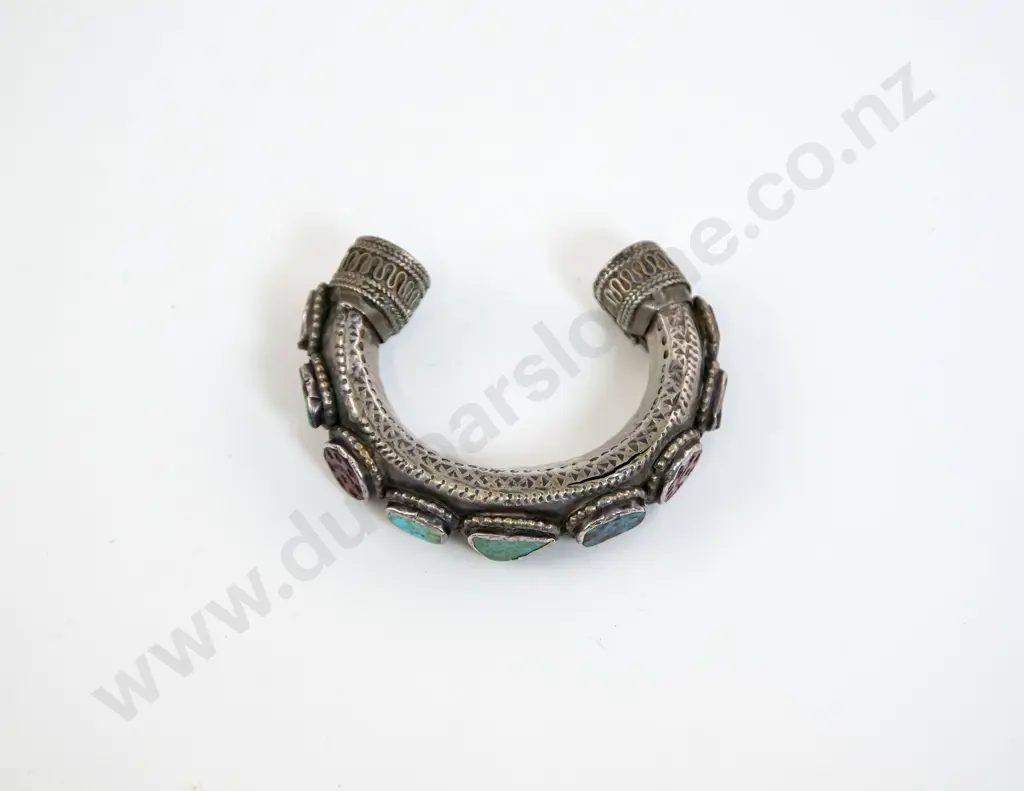 Antique Possible Yemen Carnelian and Turquoise Cuff Bracelet Image 1++