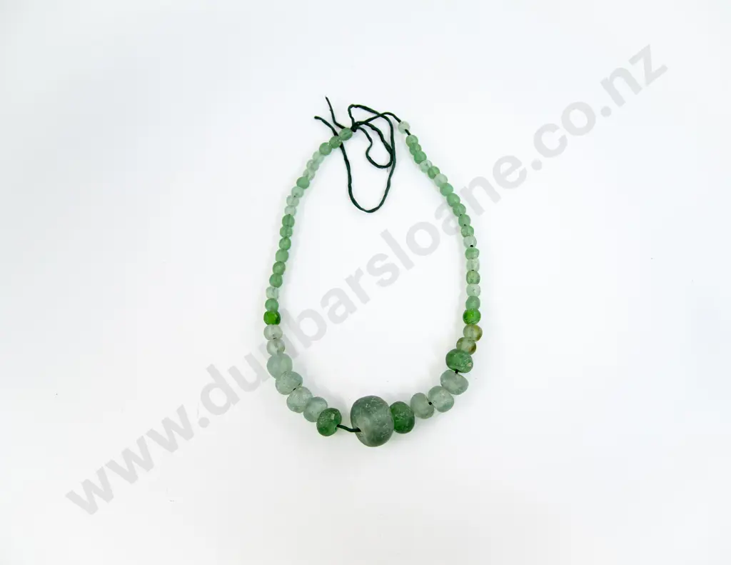 African Single Strand Graduated Glass Bead Necklace Image 1++