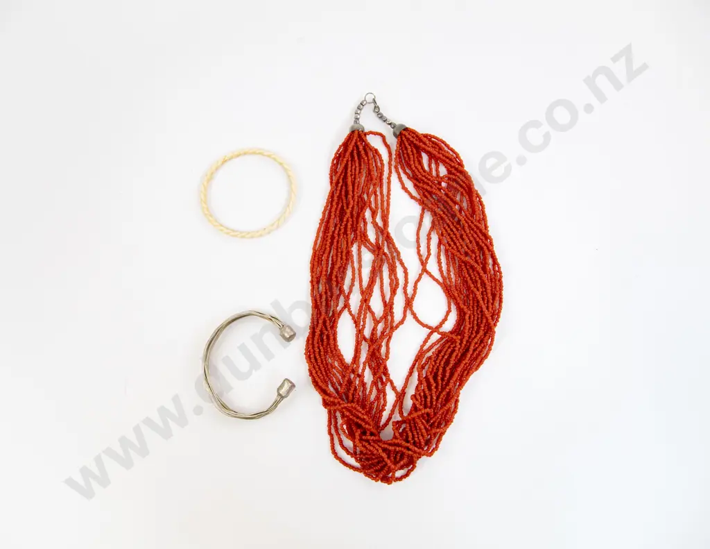 Red Coral Multi Strand Necklace Image 1++
