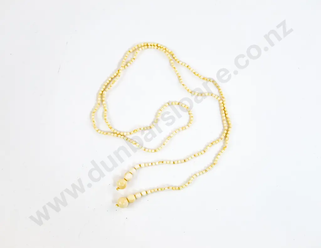 Vintage Fine Ivory Bead Sautoir Type Necklace Image 1++