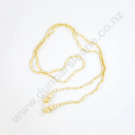 Vintage Fine Ivory Bead Sautoir Type Necklace