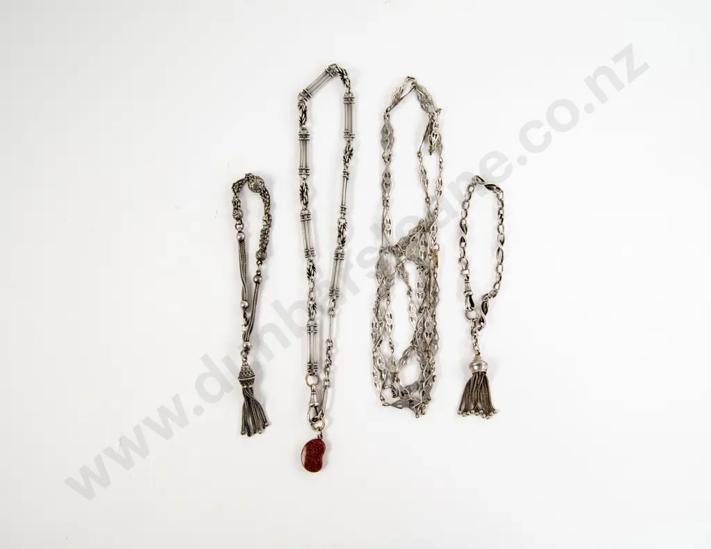 S/S Fancy Link Neck Chain together with Two Bracelets and Silver Plate Muff Chain Image 1++