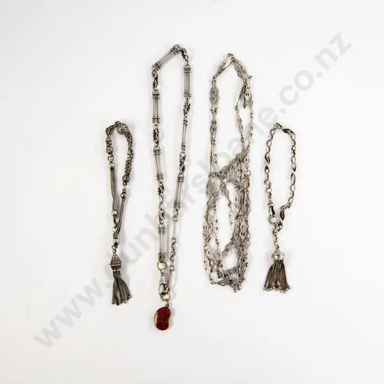 S/S Fancy Link Neck Chain together with Two Bracelets and Silver Plate Muff Chain