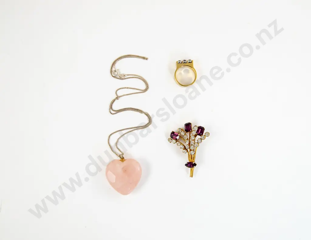 Rose Quartz Heart Pendant on S/S Chain Image 1++