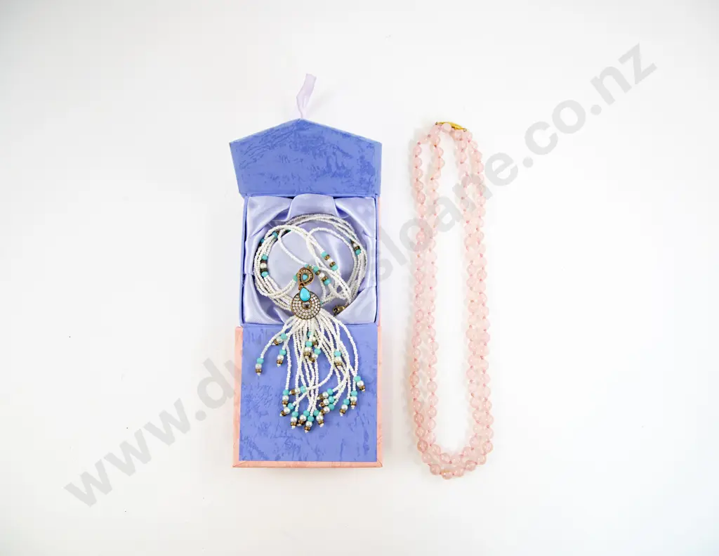 Single Strand Rose Quartz Necklace Image 1++