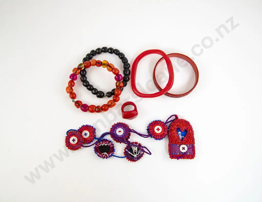 Dinosaur Designs Red Resin Bangles Image 1++