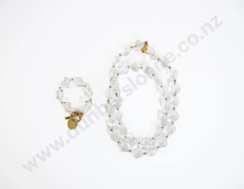 Dyrberg/Kern Designer 'Deveron' Clear Plastic Bead Necklace and Matching Bracelet Image 1++