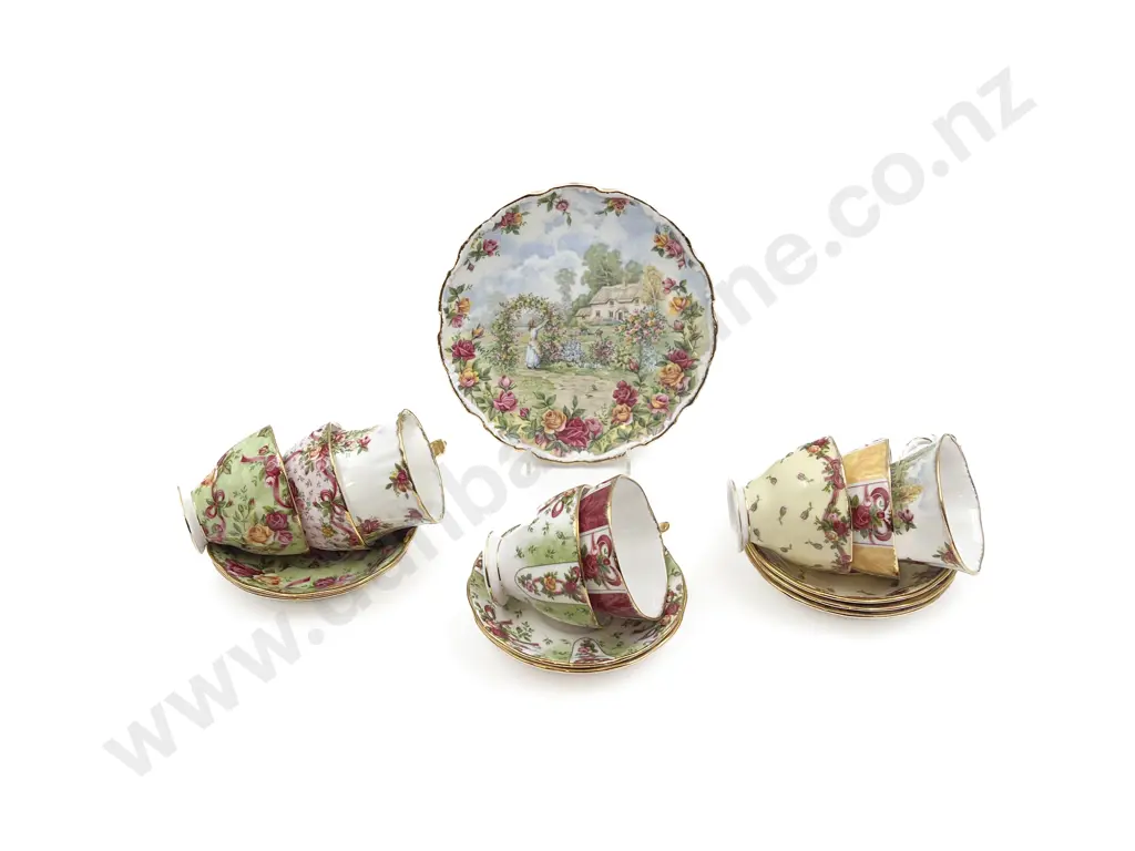 A Collection of Various RA Celebration Teacups and Saucers with Mug and Plate (16pce) Image 1++