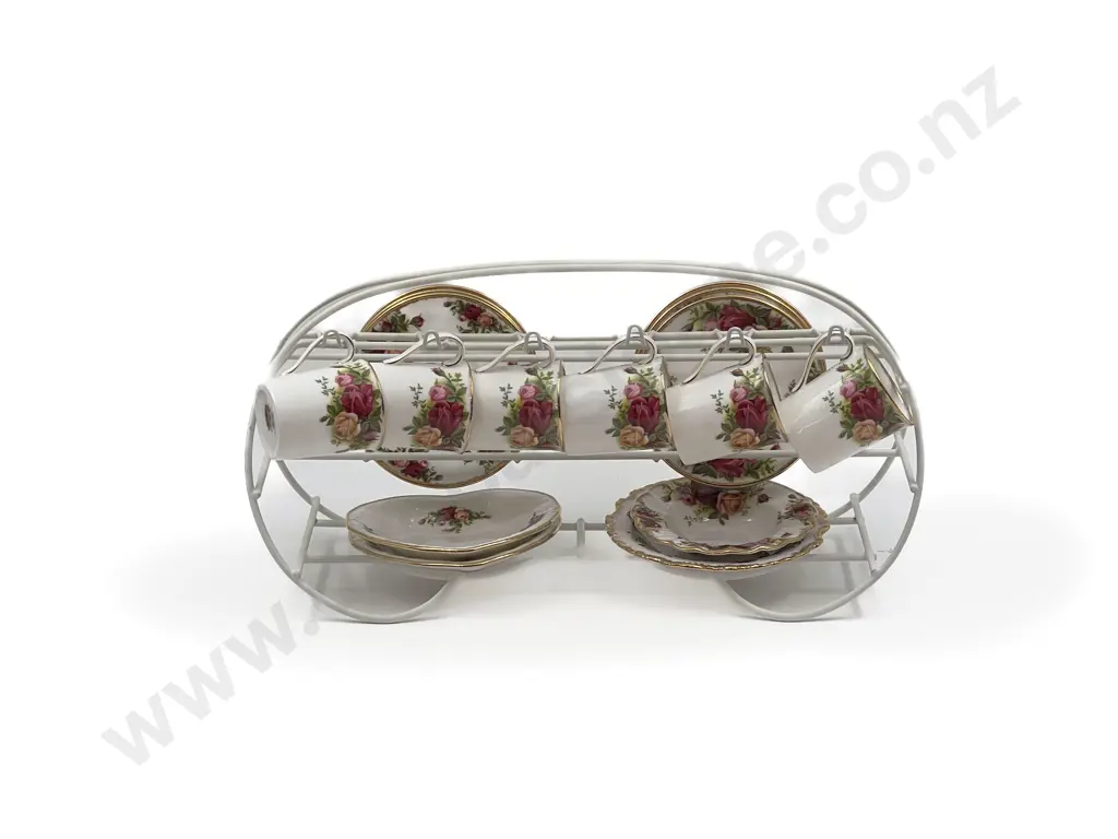 RA Old Country Roses Six Coffee Cans and Saucers with Four Jam/Trinket Dishes (16pce) Image 1++