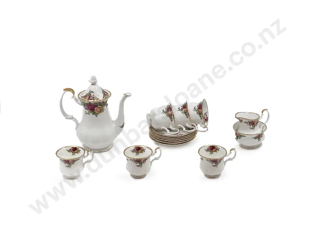 RA Old Country Roses 3pce Coffee Set with Six Demi-Tasse Cups and Saucers Image 1++