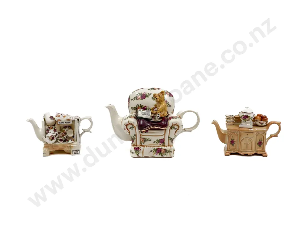 RA Old Country Roses Ornament Teapot with Two Miniature Image 1++