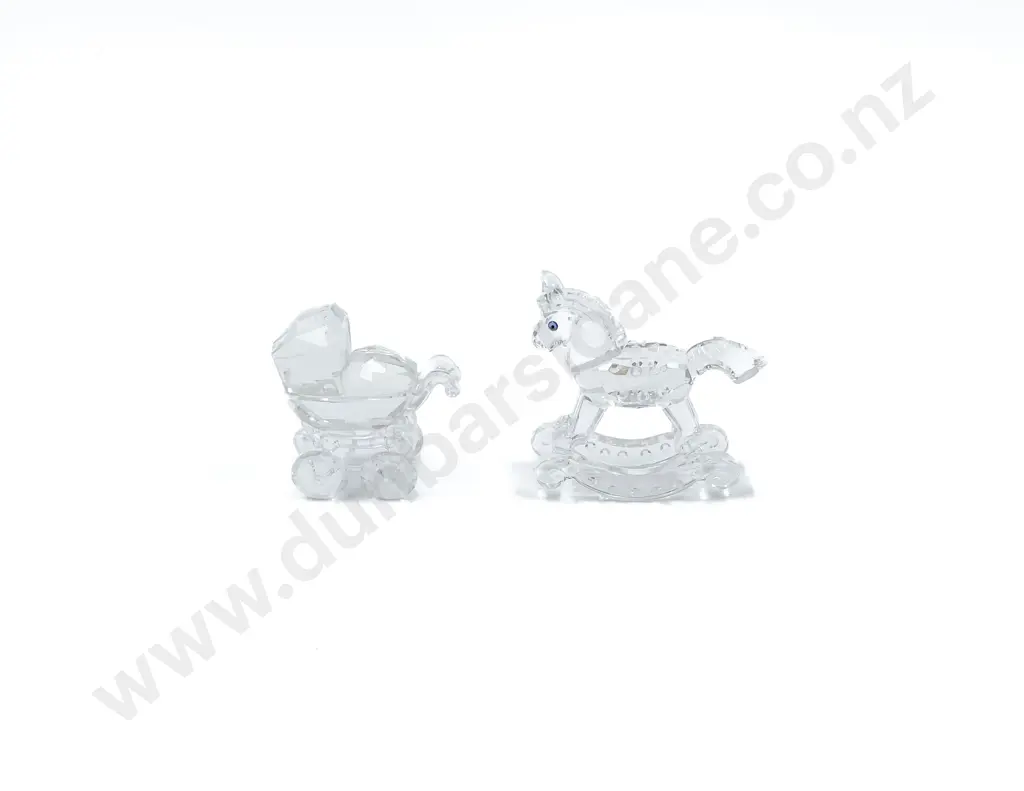 Swarovski Rocking Horse and Baby Carriage Ornaments Image 1++