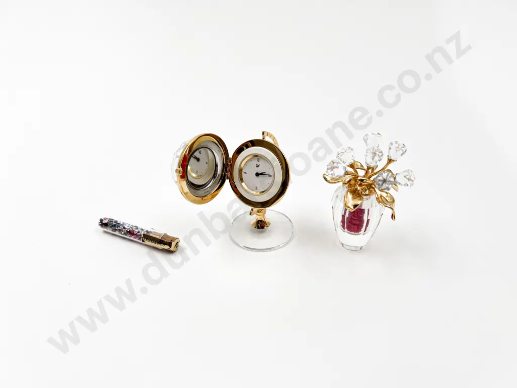 Swarovski Secrets Globe Clock and Spring Flower Ornament Image 1++