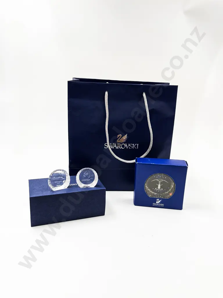 Swarovski Two Mistral 2001 Paperweights with Kristallwelten Paperweight Image 1++