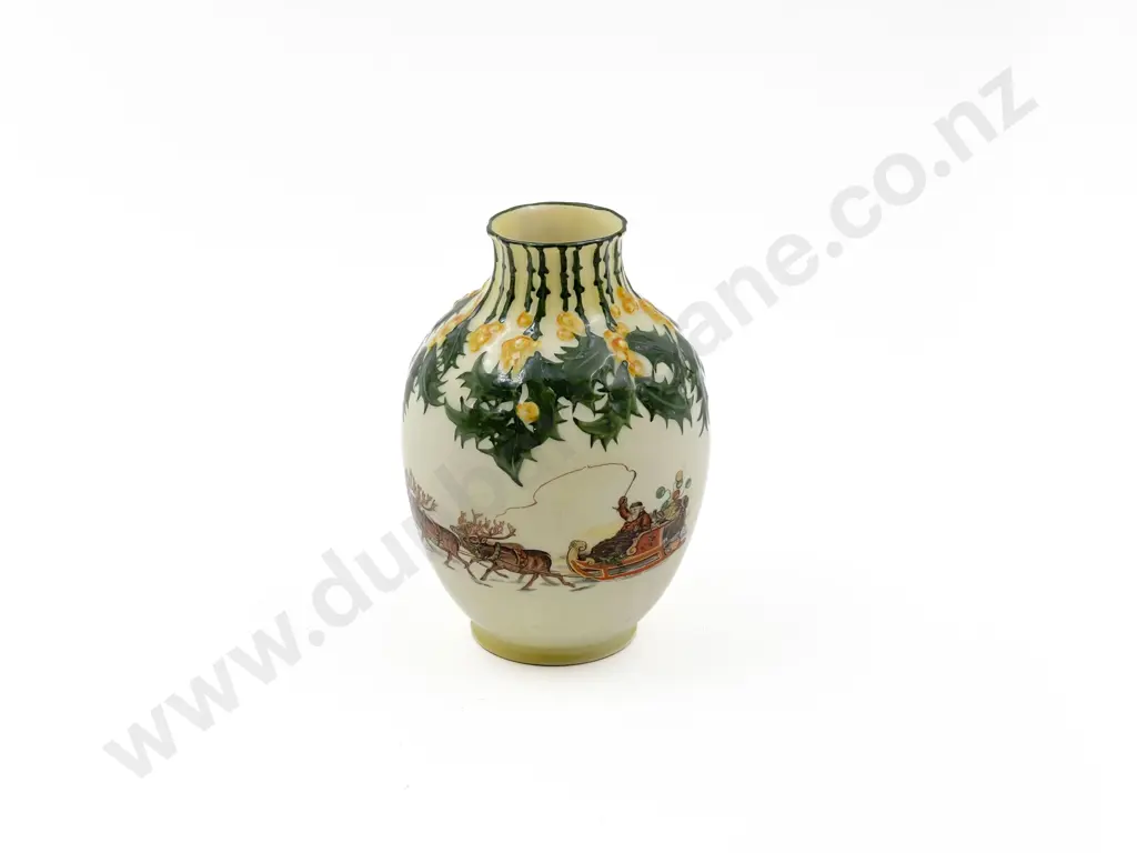 RD Posy Vase with Printed Decoration of Father Christmas in his Sleigh Image 1++