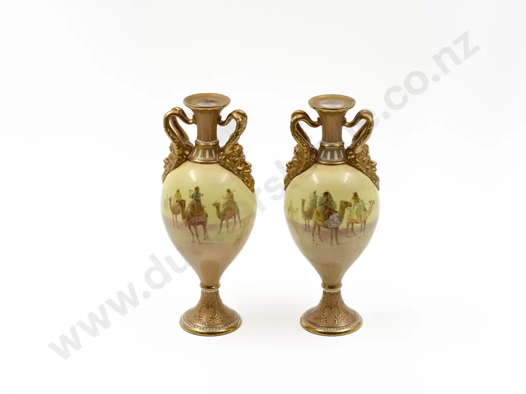 Pair of RD Hand-Painted Urns Image 1++