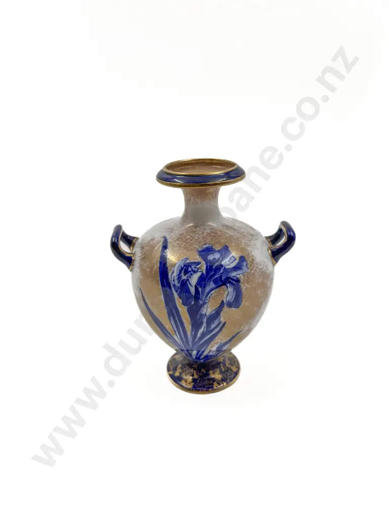 Doulton Burslem Blue and White Gilt Botanical Series Vase Image 1++
