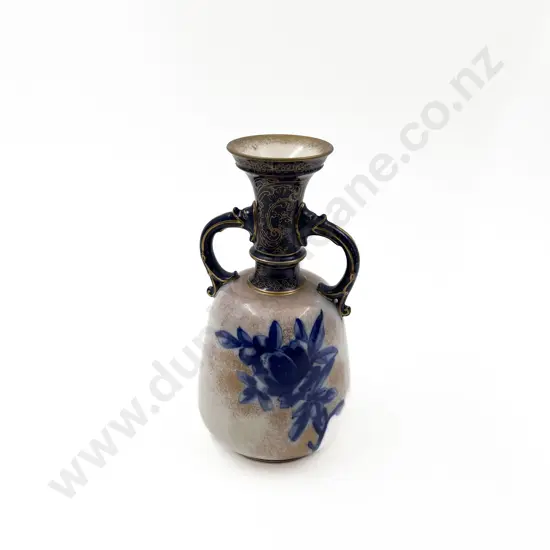 Doulton Burslem Blue and White Gilt Botanical Series Specimen Vase