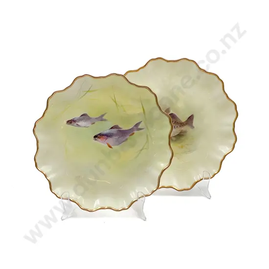 Pair Doulton Burslem Hand-Painted Plates