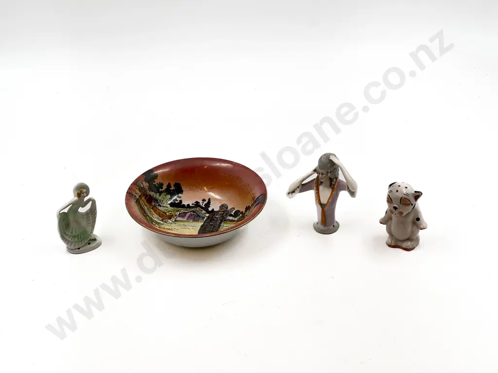Bonzo Pepper Shaker with Two Half Heads and Maori Ware Bowl Image 1++