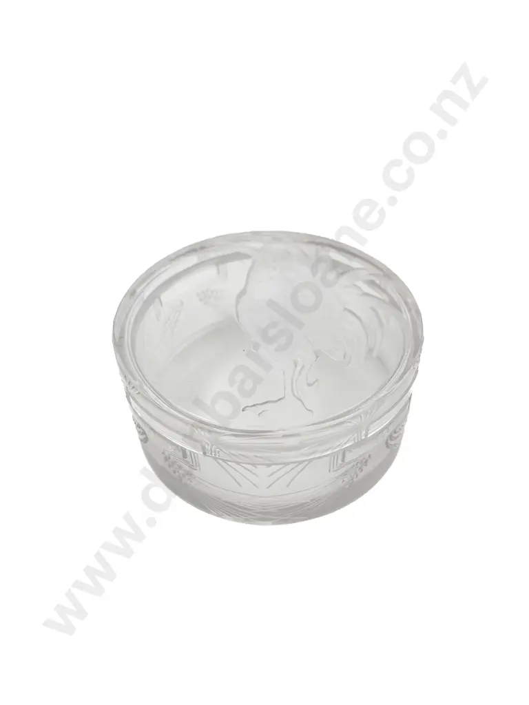 Lalique Frosted/Clear Cockerel and Wheat Pattern Powder Box Image 1++