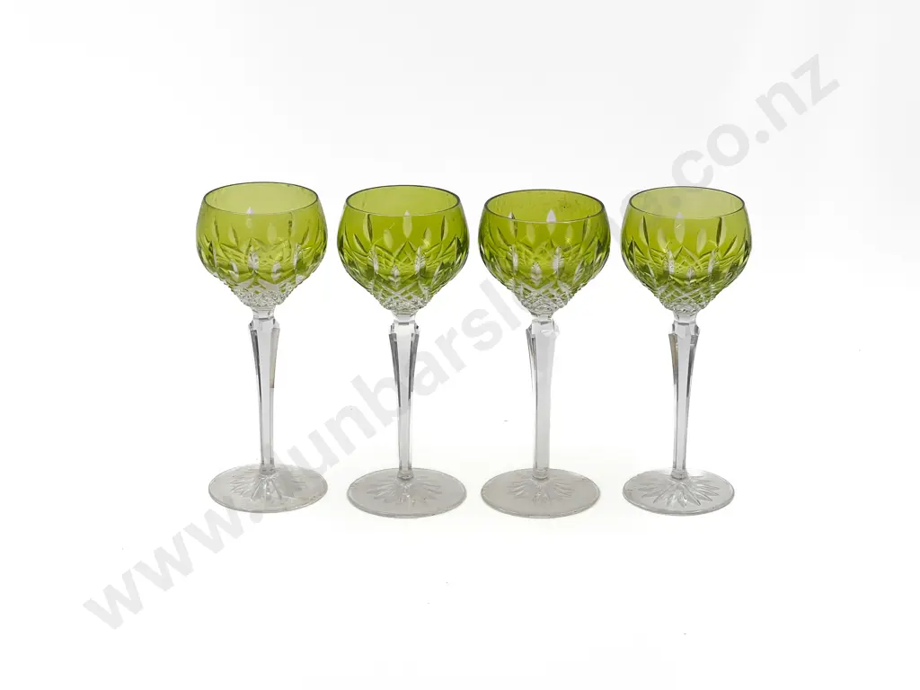 Six Bohemian Flash Cut Hock Goblets Image 1++