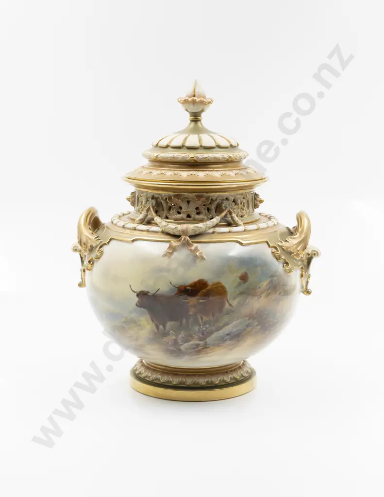 Royal Worcester Handled Pot Pourri Urn and Cover Image 1++