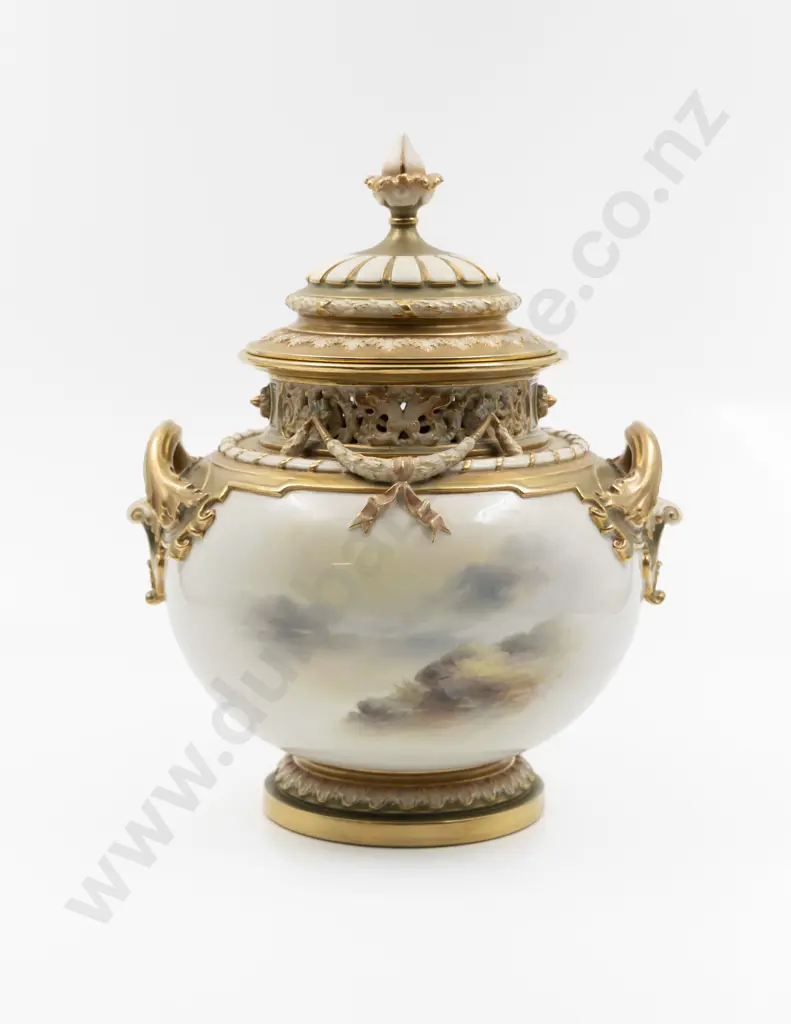 Royal Worcester Handled Pot Pourri Urn and Cover Image 1++