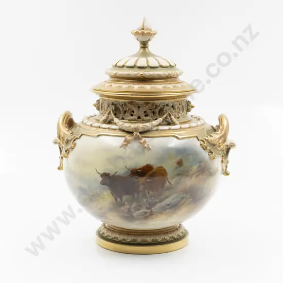 Royal Worcester Handled Pot Pourri Urn and Cover