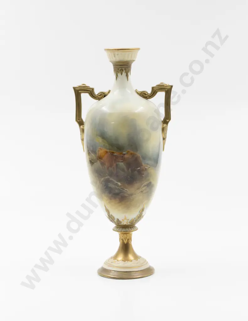 Royal Worcester Ovoid Neck Handled Vase Image 1++