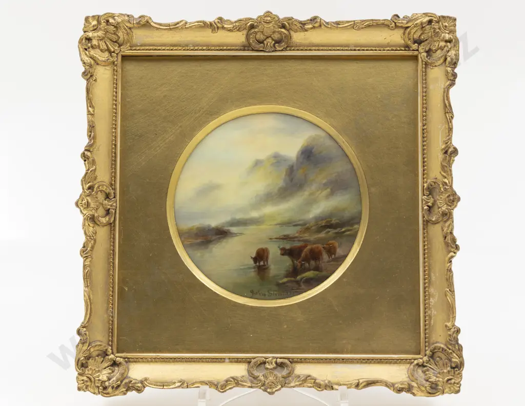 Royal Worcester Gilt Framed Circular Plaque Image 1++