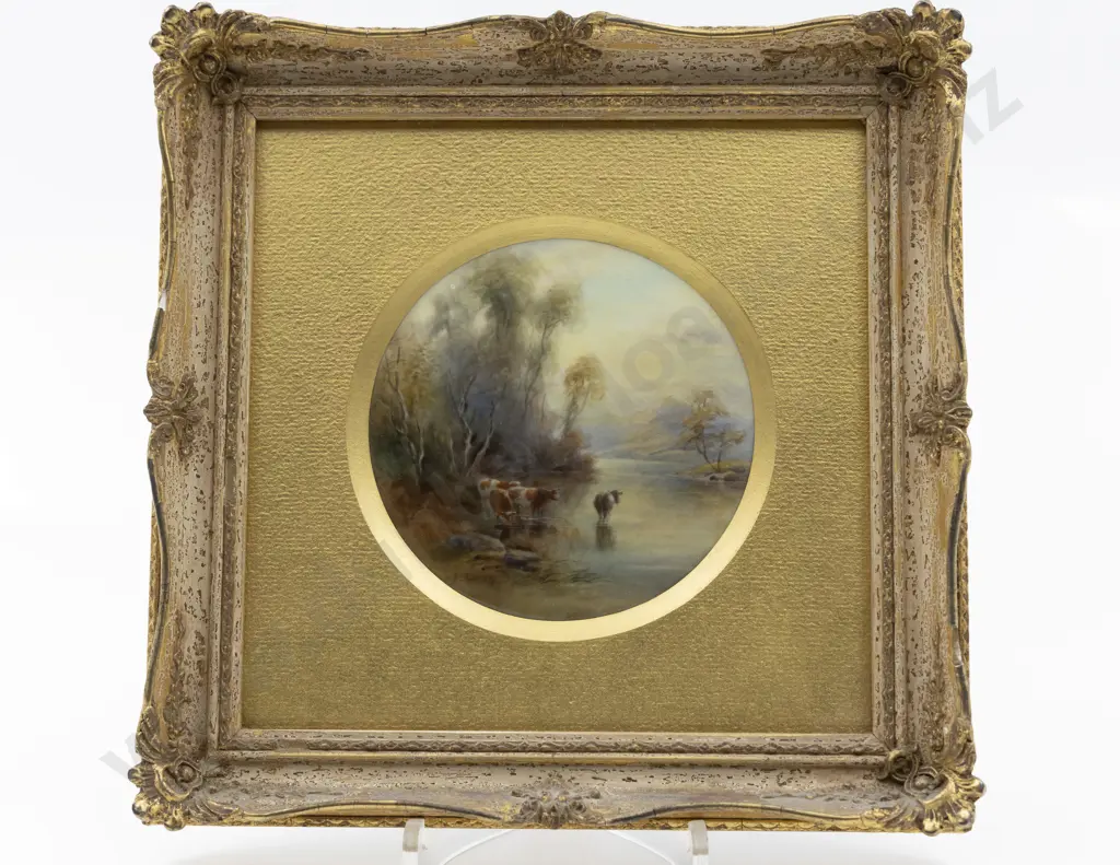 Royal Worcester Gilt Framed Circular Plaque Image 1++
