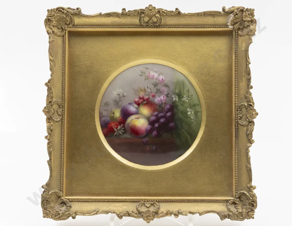 Royal Worcester Gilt Framed Circular Plaque Image 1++